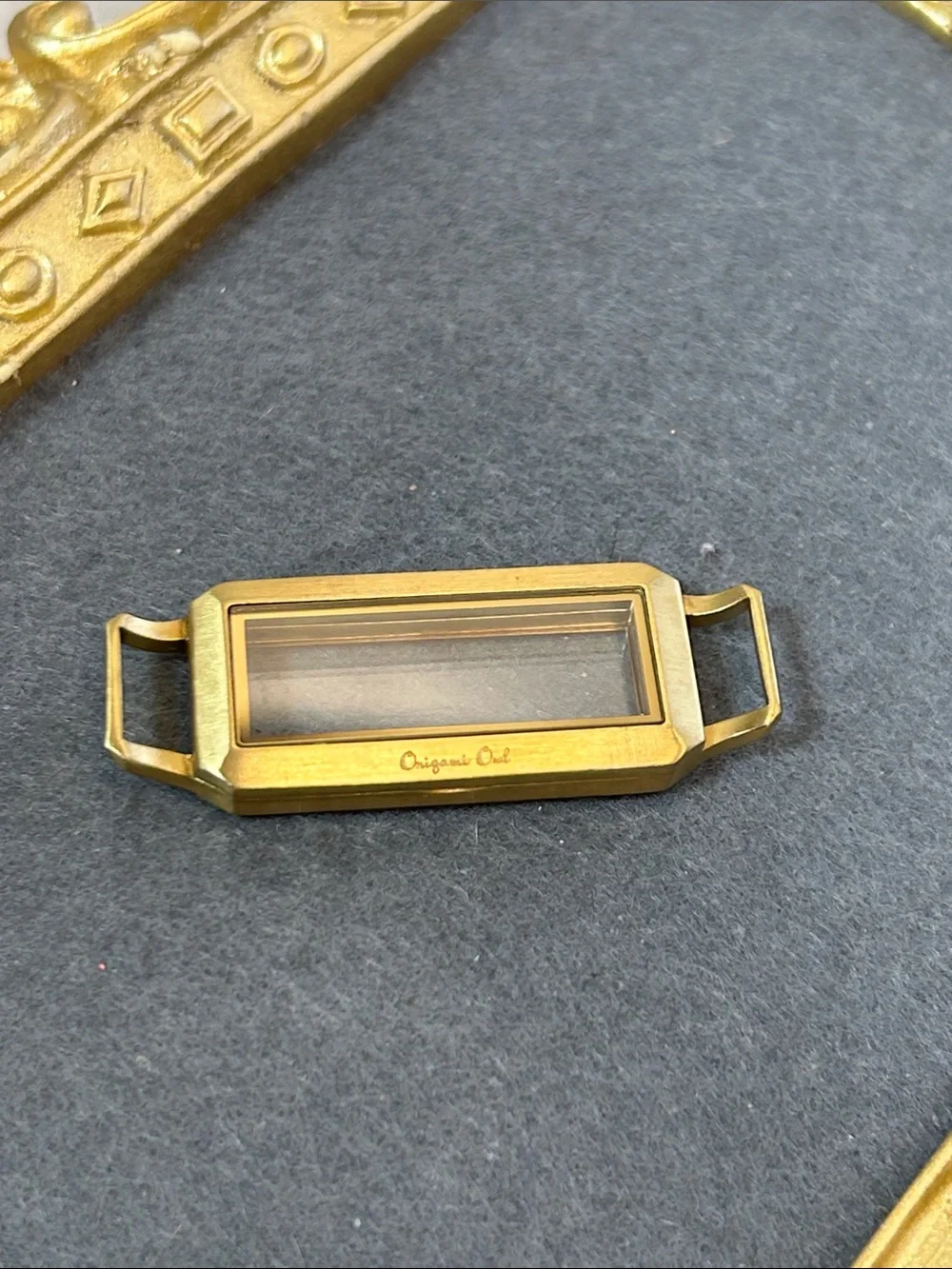 Origami Owl Gold Crystal Rectangular Shadow Box Pendant for Bracelet